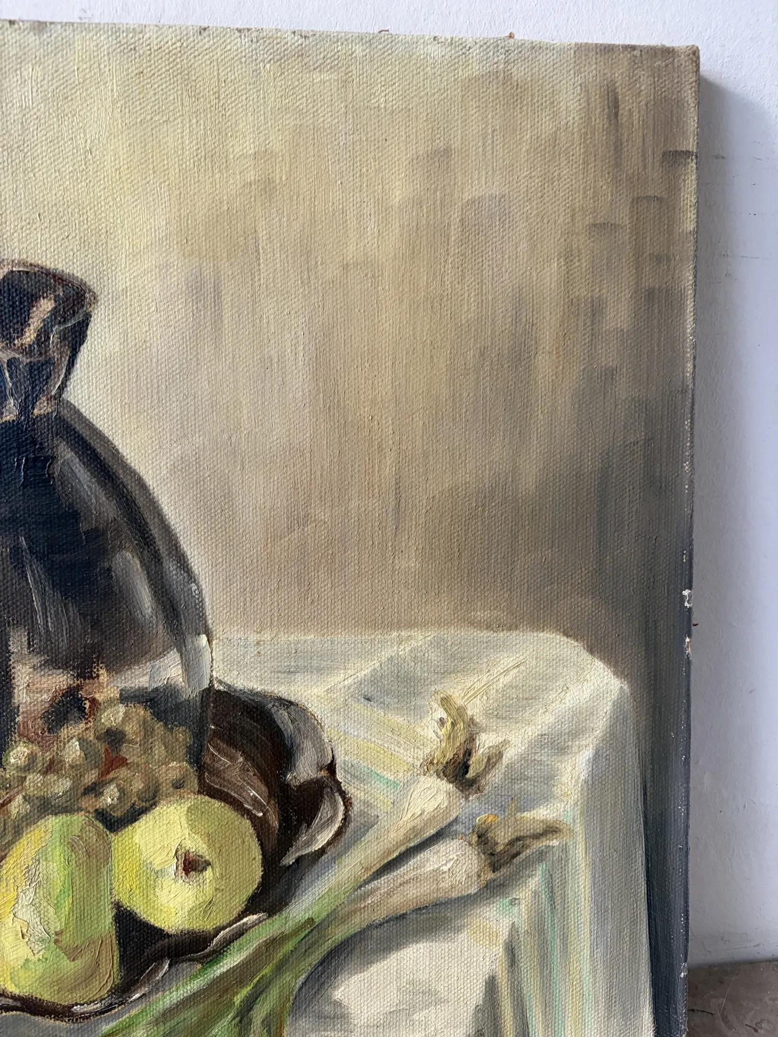 Still life with carrots, oil on canvas signed