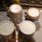 4 enameled ceramic mugs