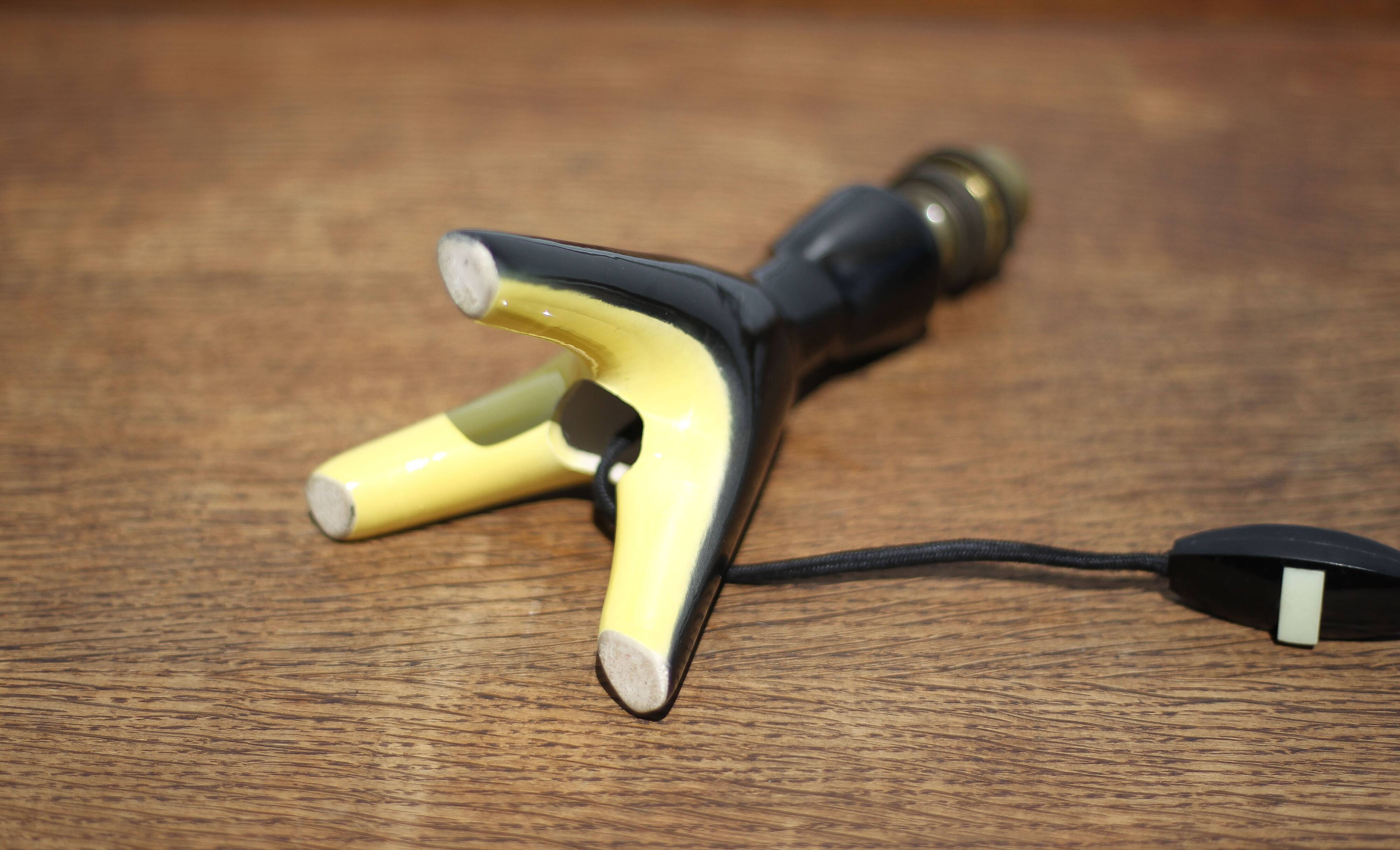 Tripod ceramic table lamp, bedside lamp, accent lamp, 50's