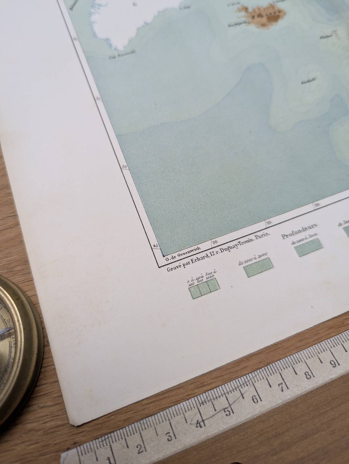 The North Atlantic, original map printed in 1879.