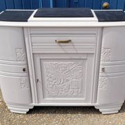 1930 Art Deco sideboard with floral motifs and marble top