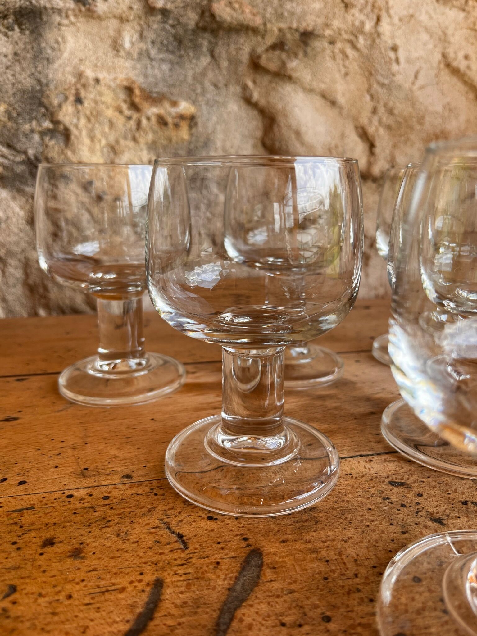 Set of 6 thick stemmed glasses