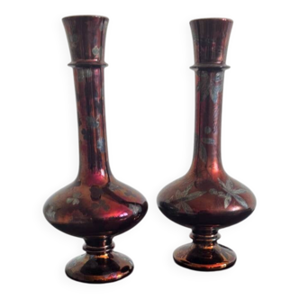 Paire de vase en céramique irisés Mont Chevalier