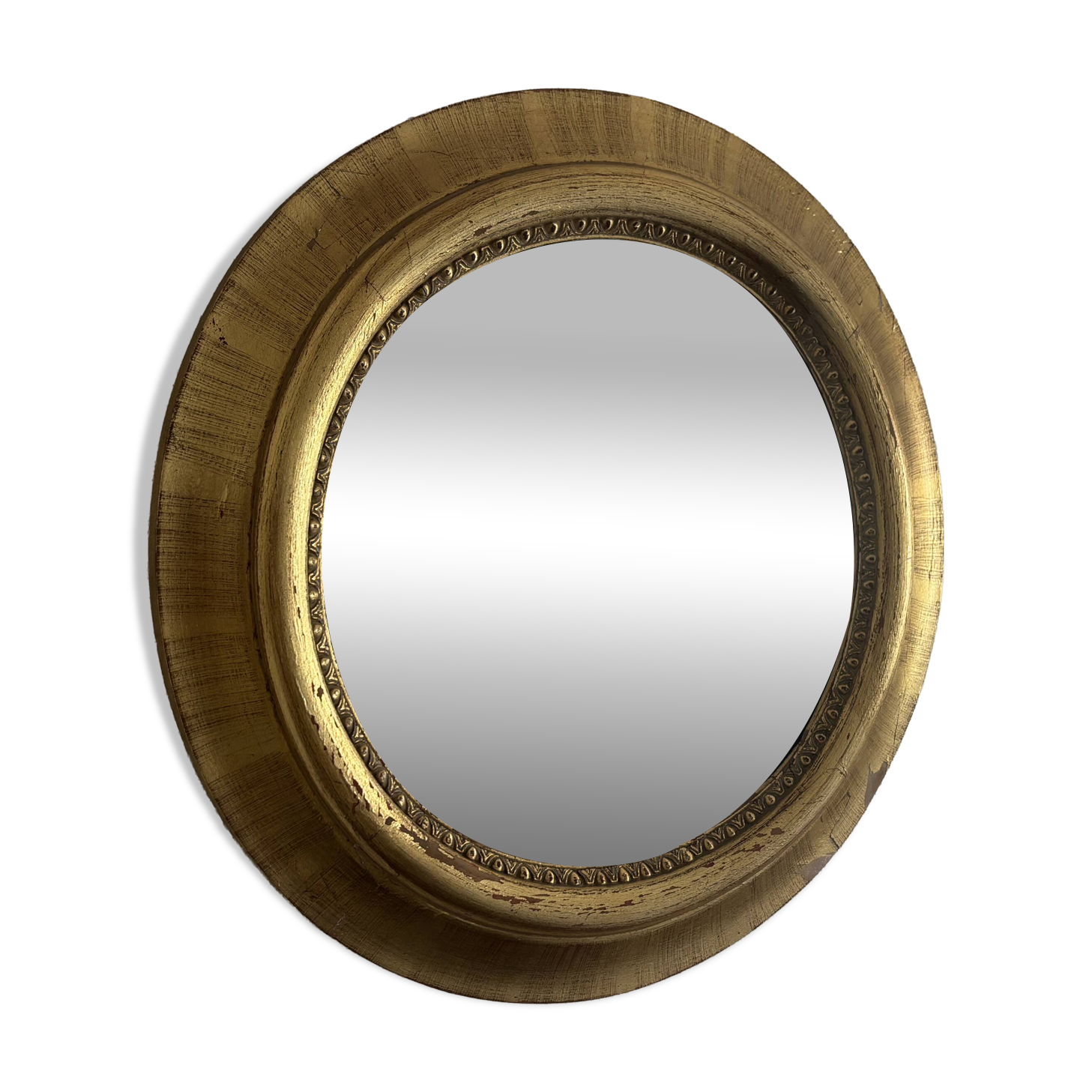 Vintage 1970s sun mirror witch's eye wood and gold - 42 cm