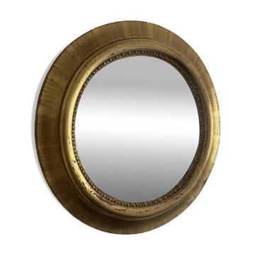Vintage 1970s sun mirror witch's eye wood and gold - 42 cm