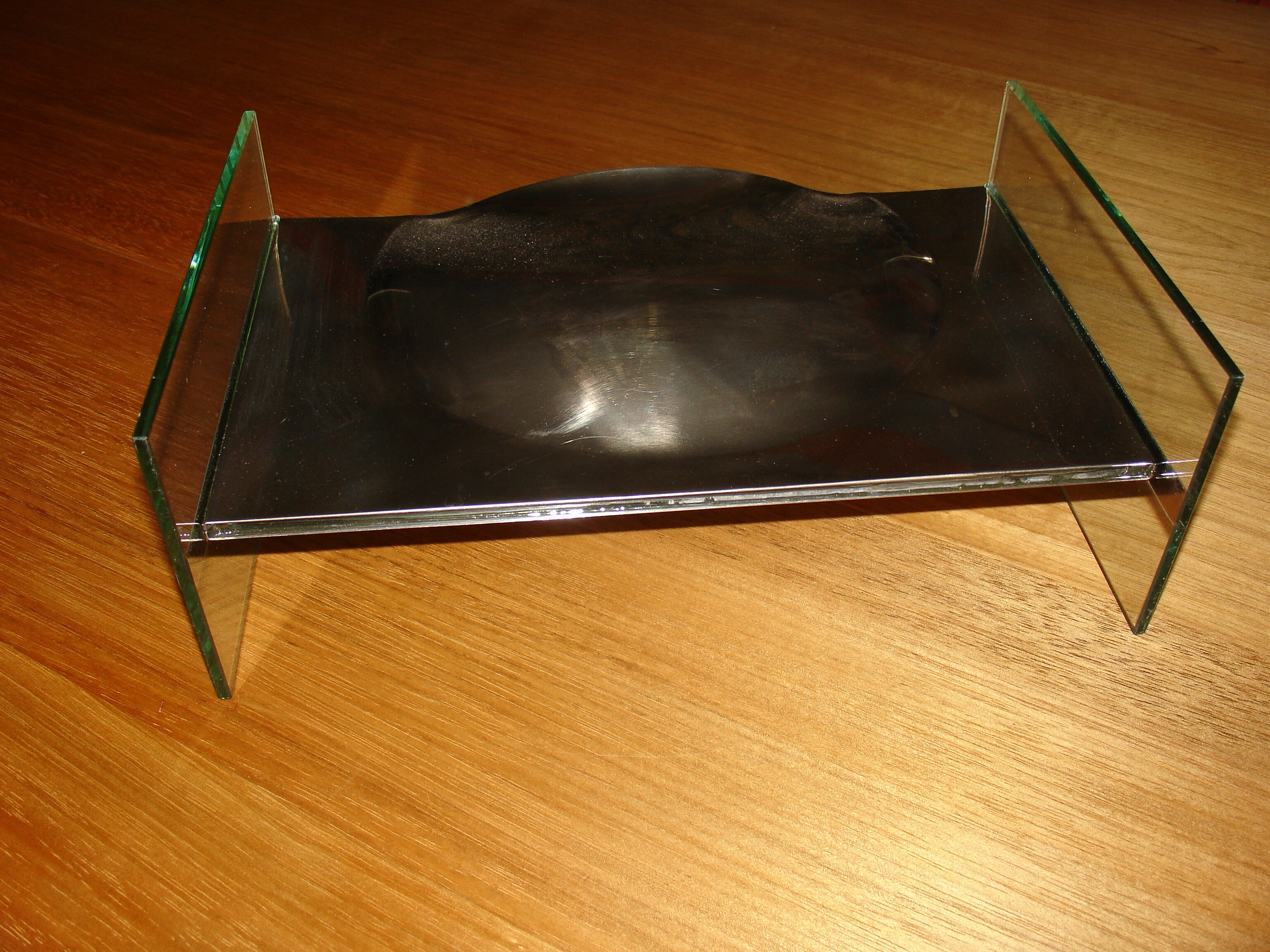 Glass and steel vase, circa 1970