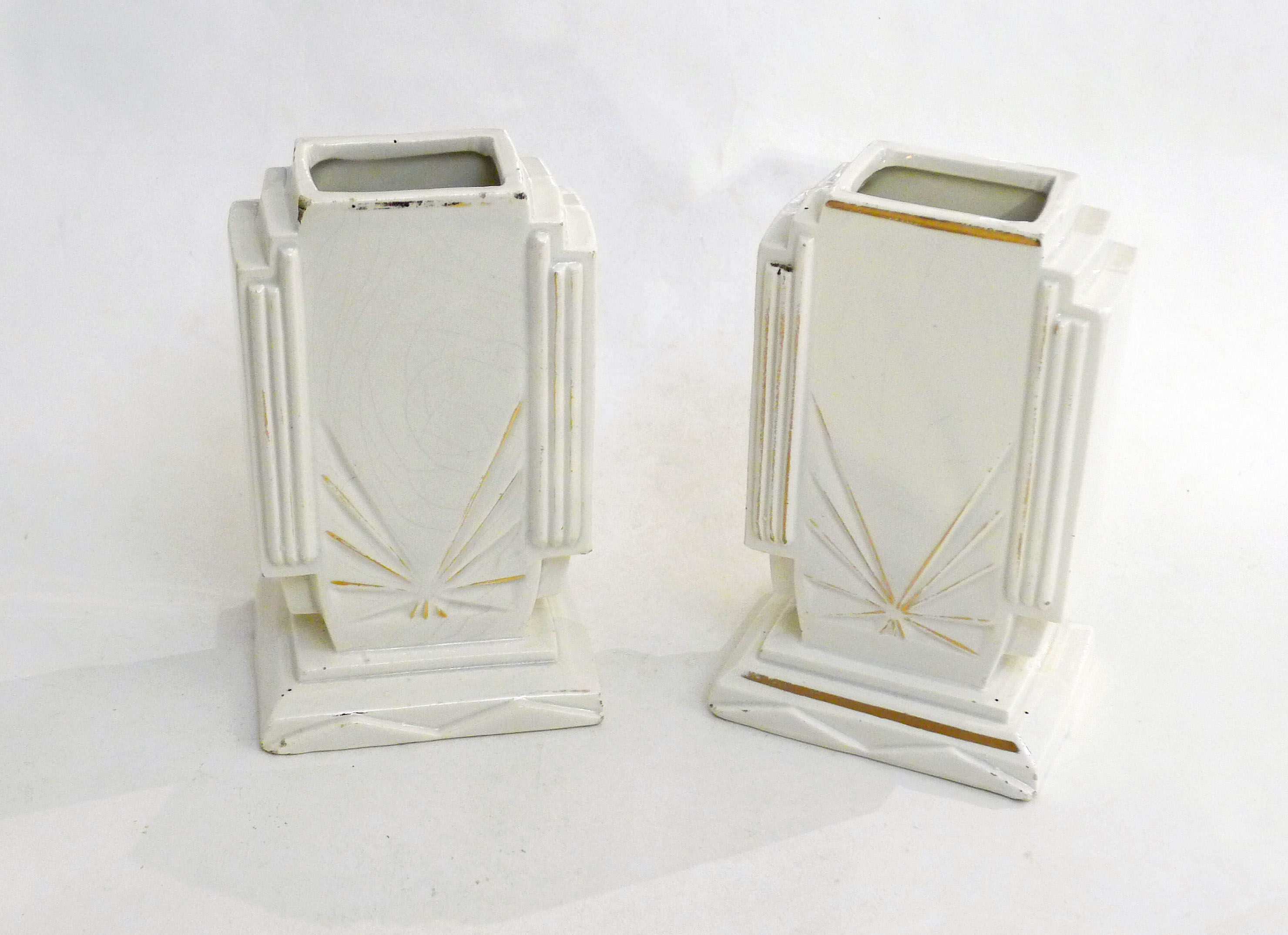 Pair of Art Deco flat vases