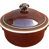 Ancienne terrine céramique émaillée marron