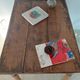 Table / Vintage cherry wood desk with turned legs – Natural patina