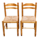 2 chaises paillées en bois massif blond