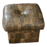 Khaki leather patchwork pouf / chest
