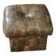 Pouf / coffre en patchwork de cuir kaki