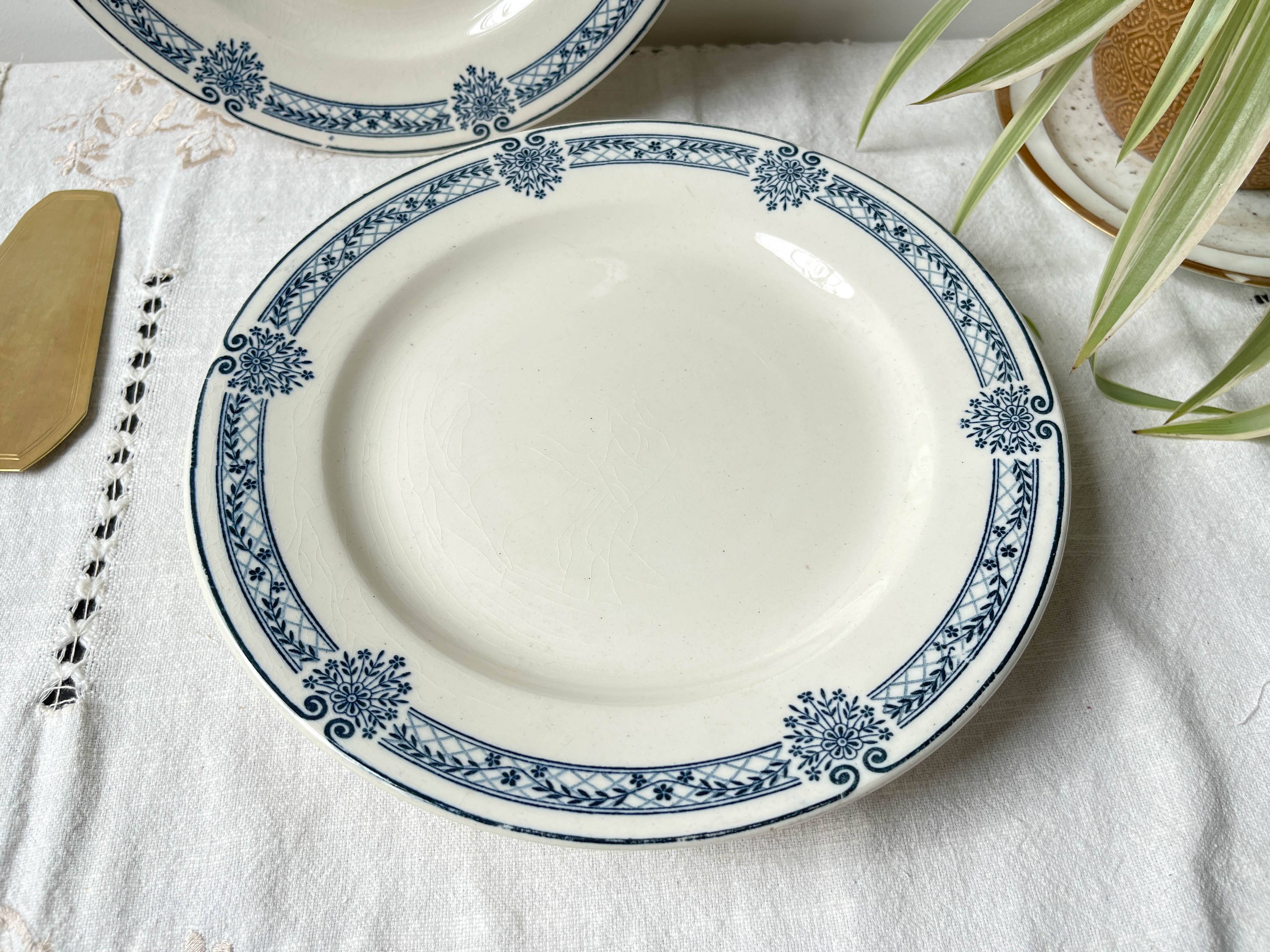 Vintage pedestal dish Blue iron earth Salins model Arbois Ennege