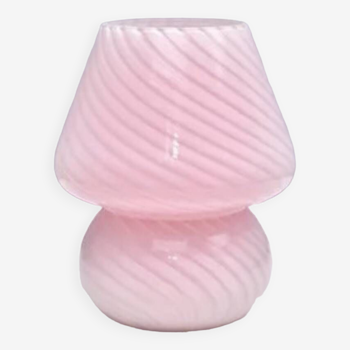 Pink glass mushroom lamp
