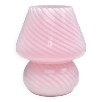 Pink glass mushroom lamp