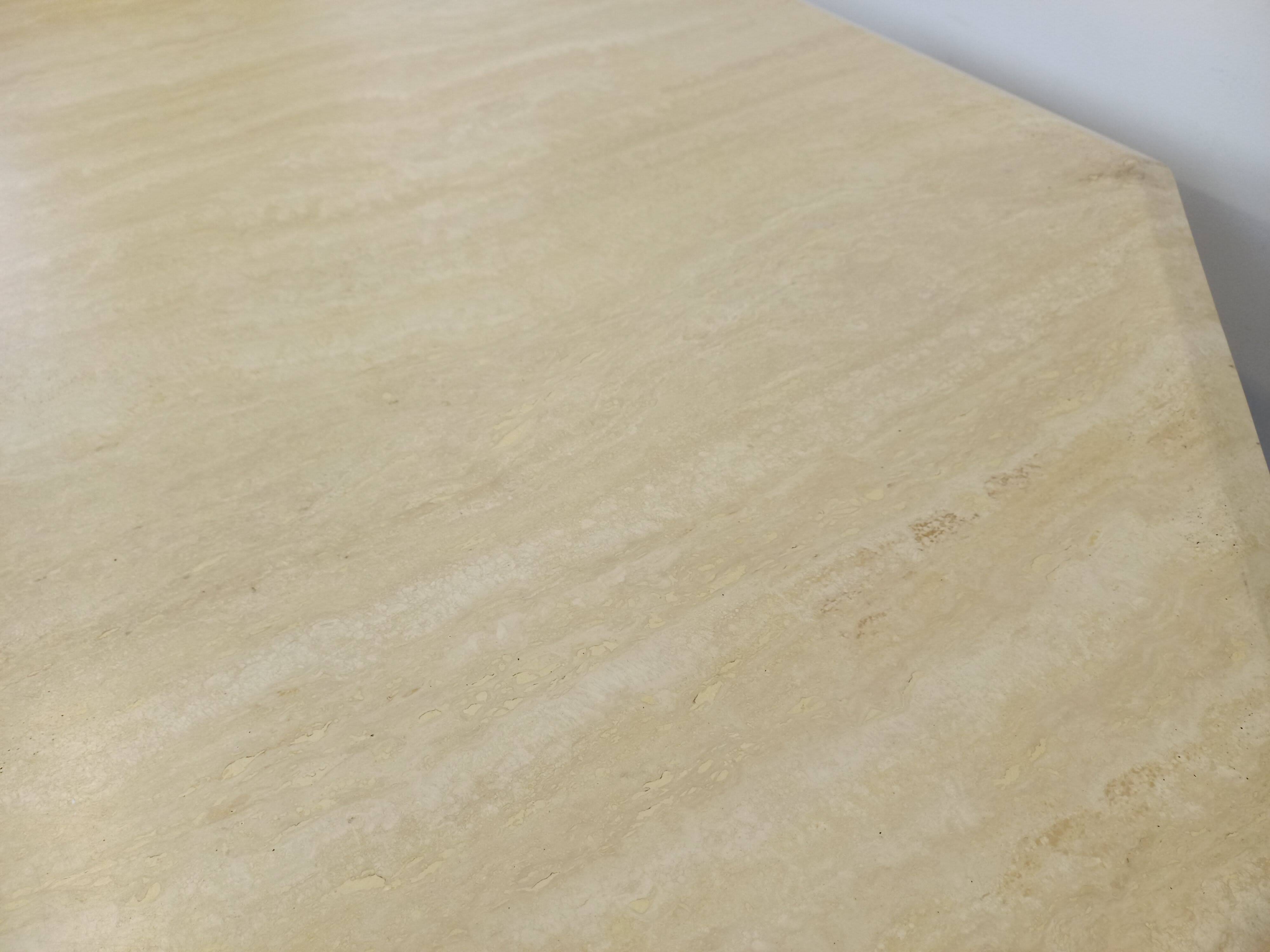 Vintage octagonal travertine dining table from the 70s 80s