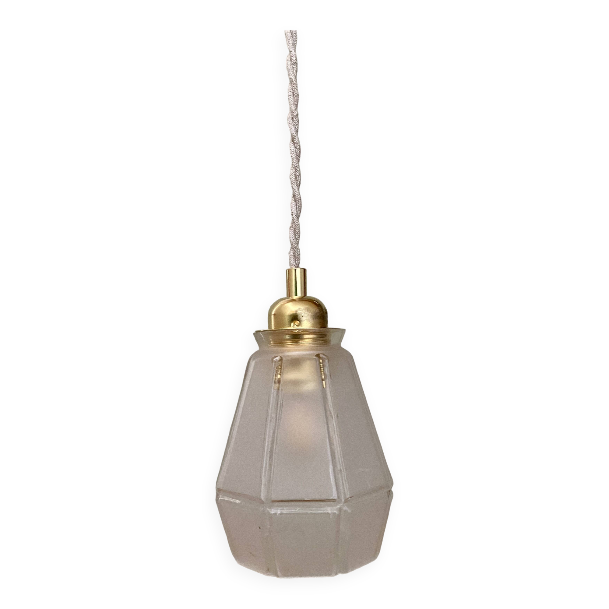 Vintage art deco frosted glass tulip pendant light