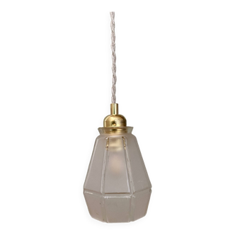 Vintage art deco frosted glass tulip pendant light