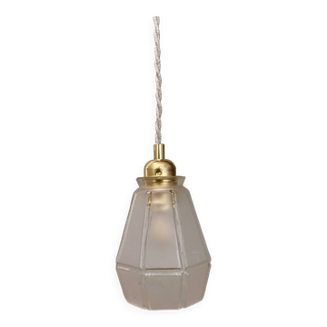Vintage art deco frosted glass tulip pendant light