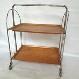 Vintage coffee table, bar, folding side table on wheels