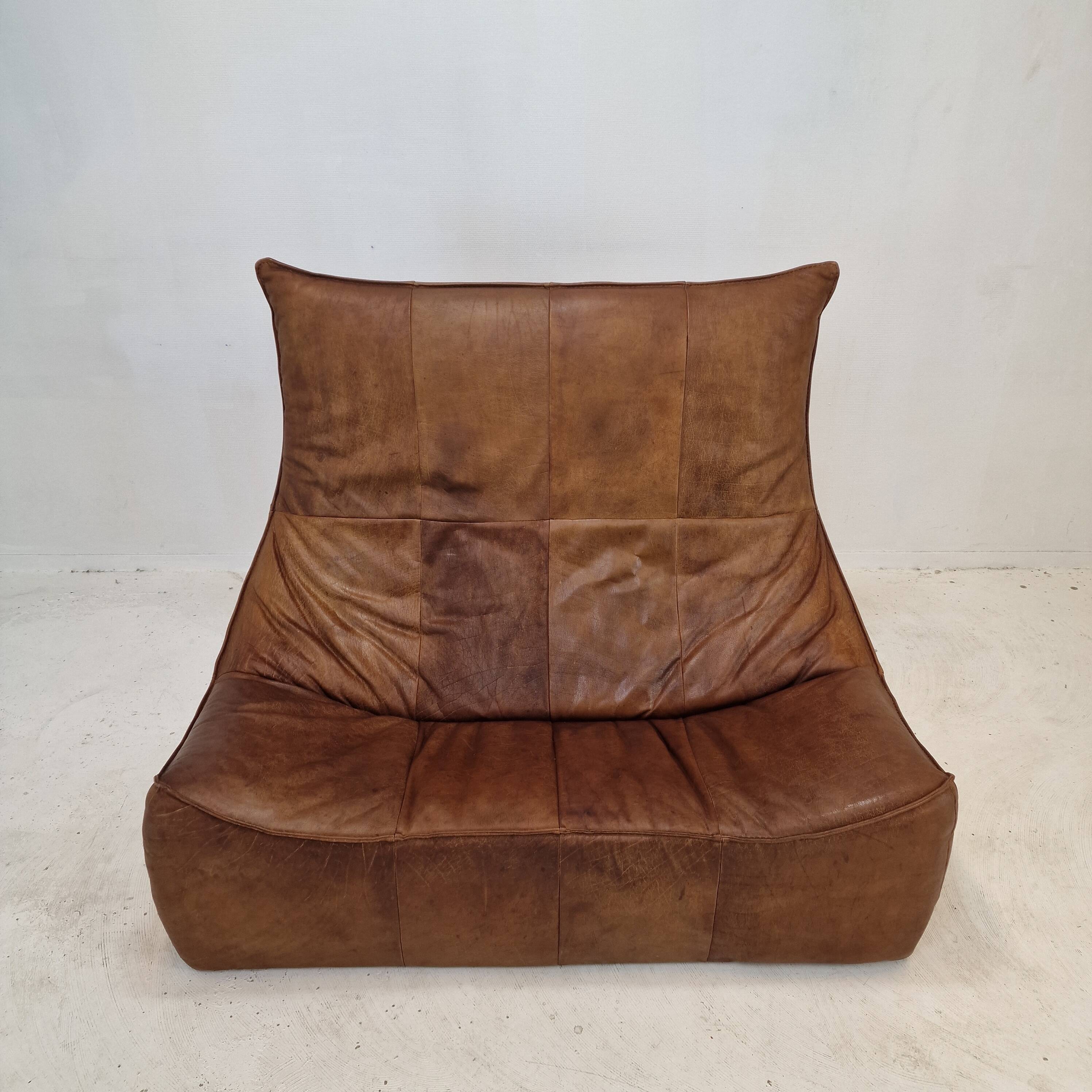 Montis “The Rock” Sofa In Brown Leather By Gerard Van Den Berg, 1970s