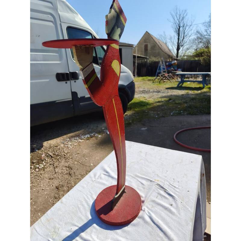 Wooden "groom" side table décor