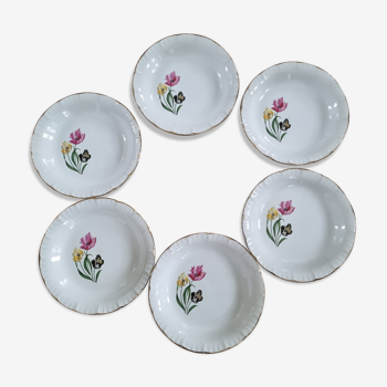 Lot 6 assiettes vintage sarreguemines digouin modèle Tulipes