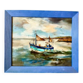 Éric Peyrol oil on canvas The Trawler in Honfleur