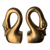 Art deco swan bookends in brass, France, 1960s
