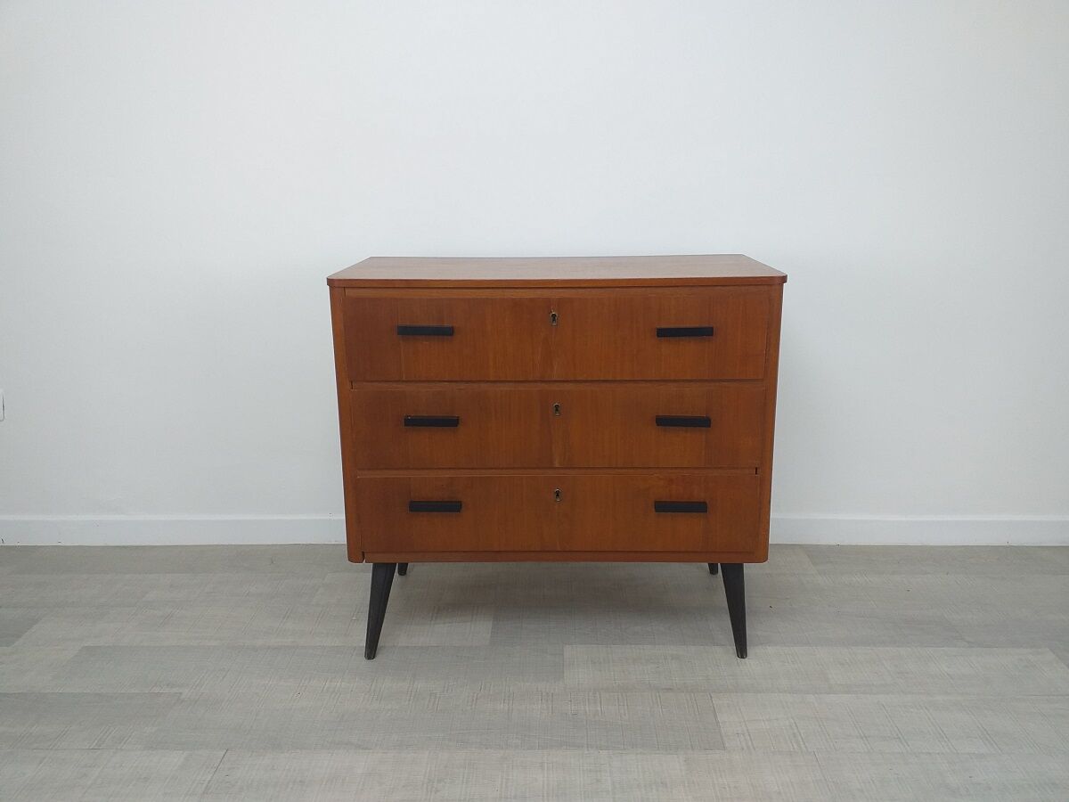 Scandinavian dresser 60s teak vintage compass feet