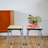 Pair of yellow formica stools, 1970