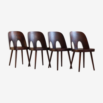 Set of 4 Dining Chairs by Oswald Haerdtl, Beech Veneer, Oil Finish, Midcentury