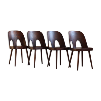 Ensemble de 4 chaises de salle à manger par Oswald Haerdtl, placage de hêtre, finition à l’huile, milieu du siècle