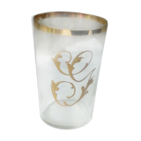 Glass emailgold glass cup monogram letter "g" end 19 eme
