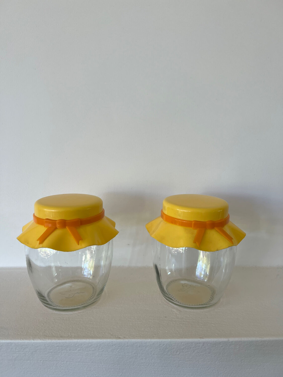 Vintage orange seventies jam jars