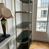 Shelf on brass and smoked glass feet