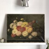 Oil on canvas 19th century bouquet of flowers