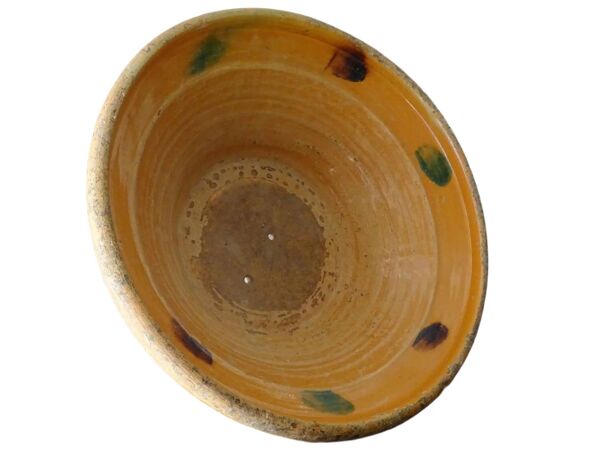 Bol ancien en faïence française à glaçure orange