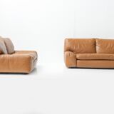 Bengodi vintage cognac leather sofas design Cini Boeri for arflex italy