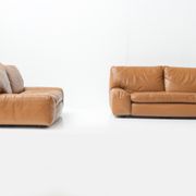 Canapés en cuir cognac Bengodi design Cini Boeri pour Arflex Italie
