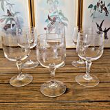 6 Cristal Arques Matignon water glasses, engraved crystal