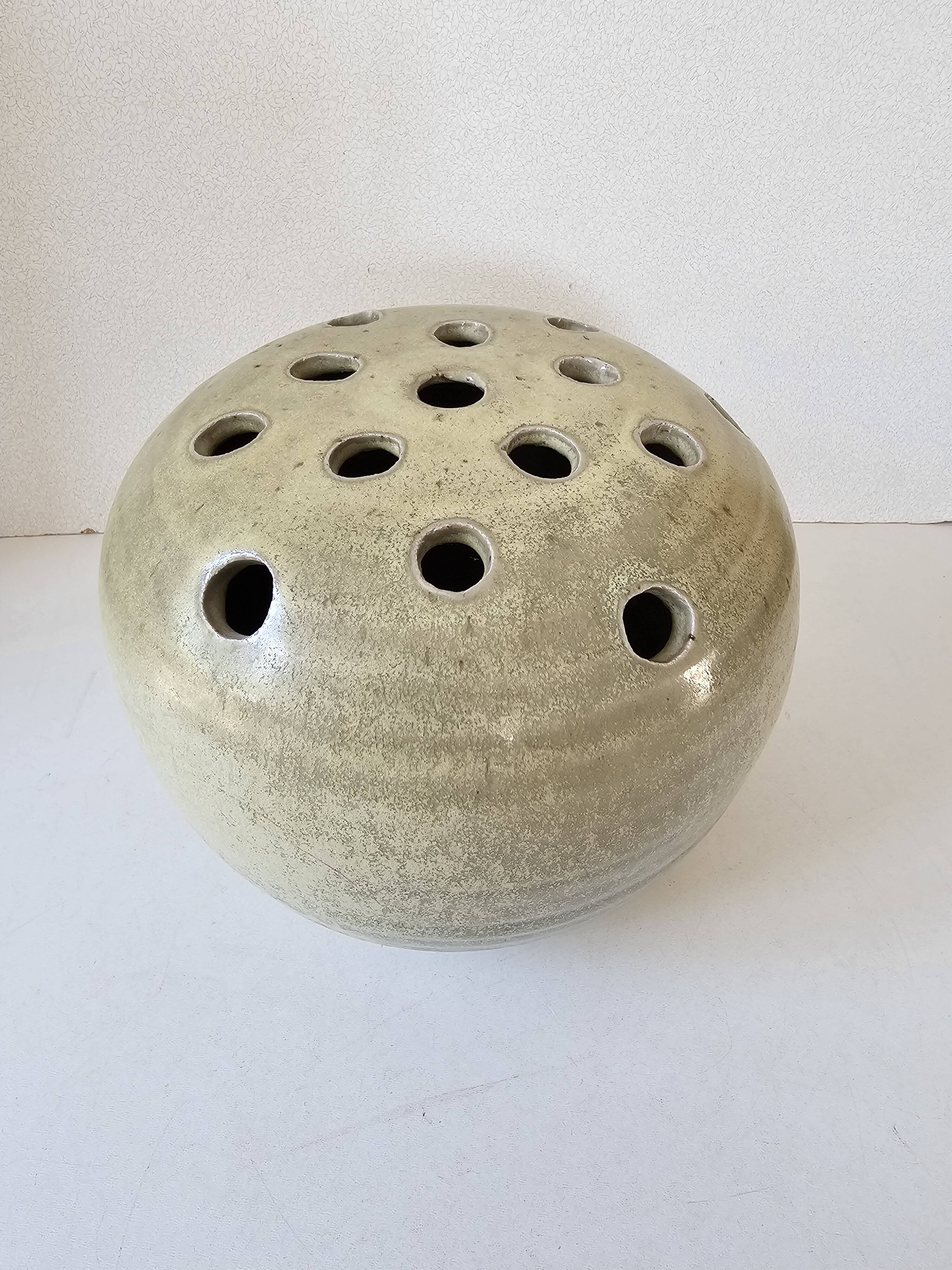 Ceramic flower vase signed GB (diameter 20cm)