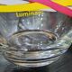 4 vintage Luminarc water glasses with coloured spiral line patterns.