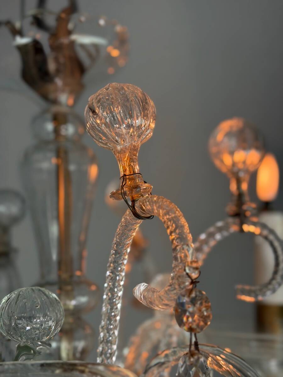 Liège chandelier in Louis XV style made of glass and crystal, circa 1900.