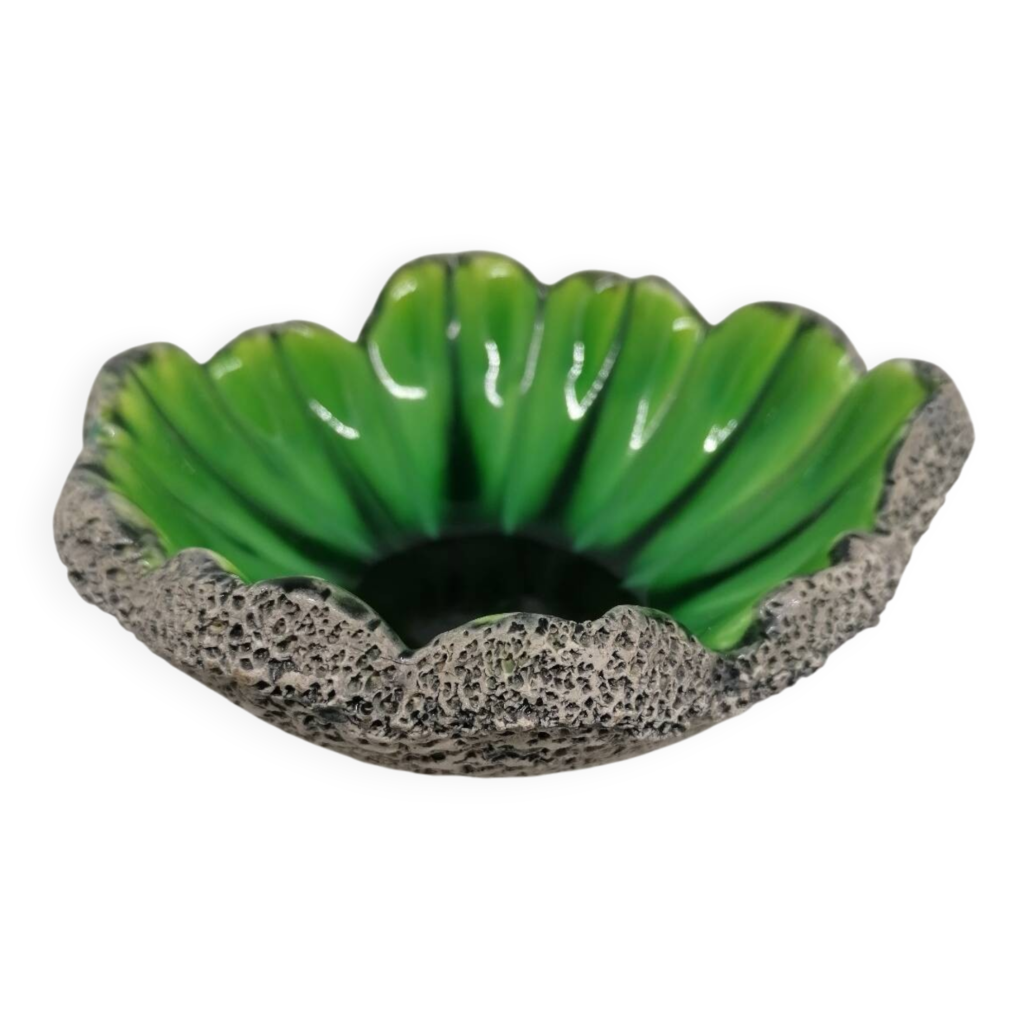Green enamelled lava stone catchall – Italy 1970s