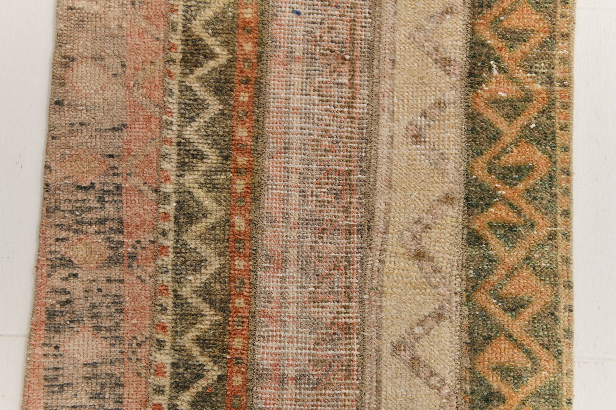 2x9 Vintage Brown & Cream Turkish Runner Rug, 60x263Cm