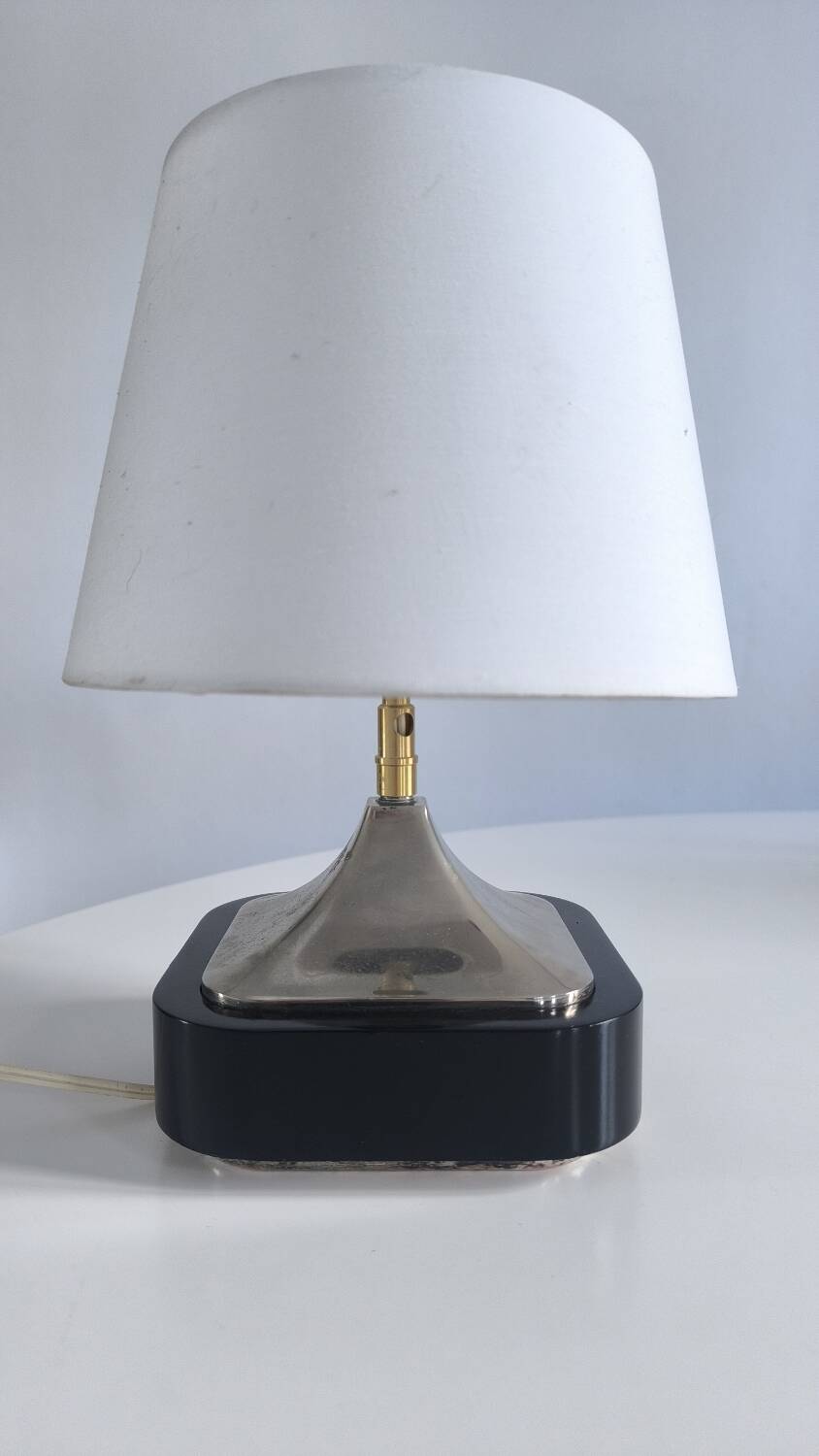Silver-plated metal table lamp by Jean Curti, 1970
