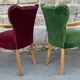 Pair of vintage studded velvet bridge chairs, 1950s