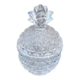Candy box in the shape of pineapple, vintage transparent glass