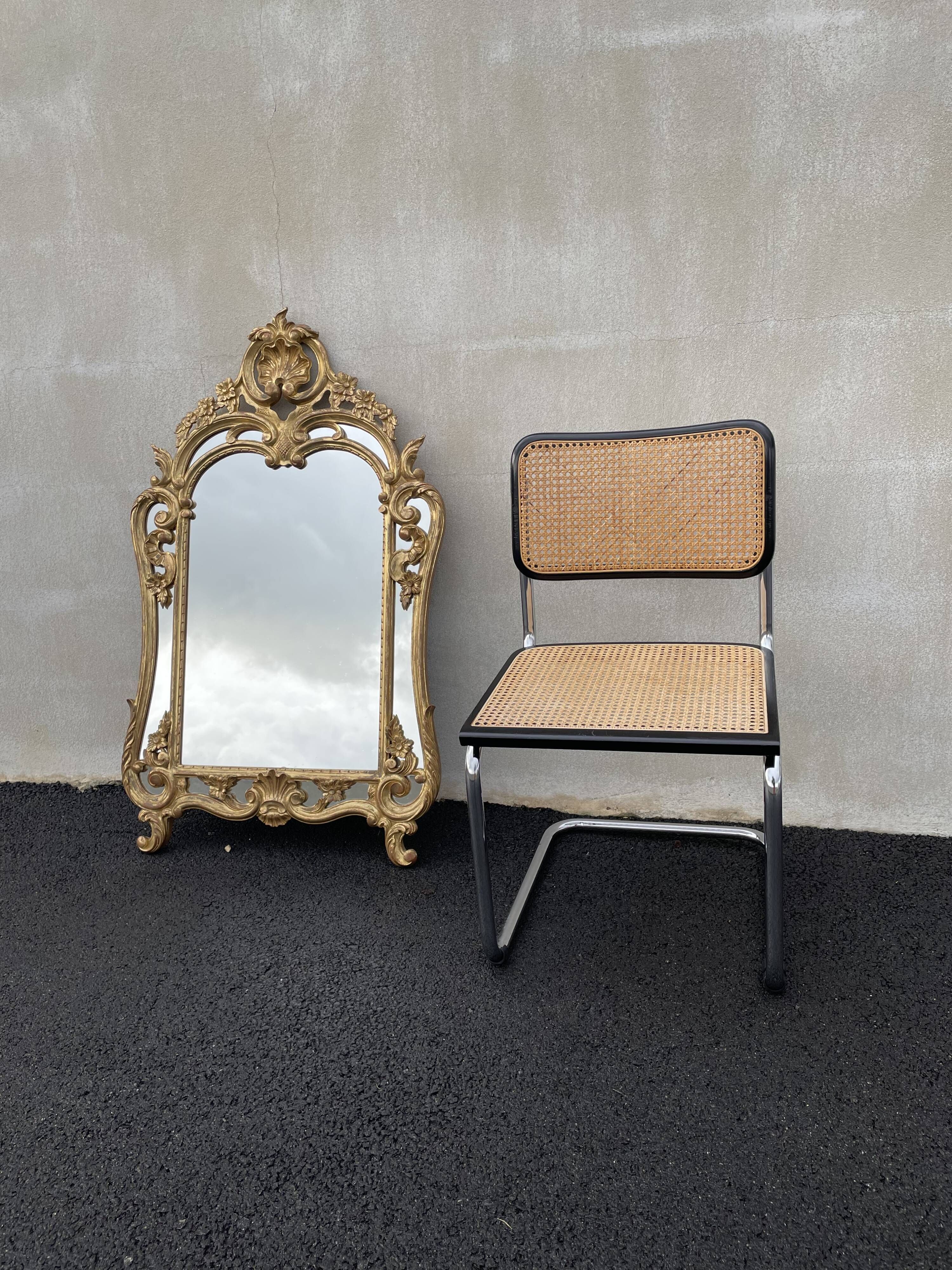 20th century gilded wooden mirror with bezels h120 x l71